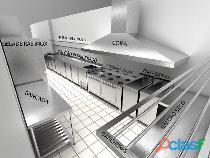 Layout de Cozinha Industrial Restaurante, seguindo normas da vigilância Sanitária Layout de Cozinha Industrial de um Restaurante, seguindo normas da vigilância Sanitária